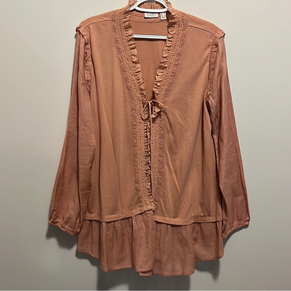 LOGO Lori Goldstein Jacket Top Front Tie